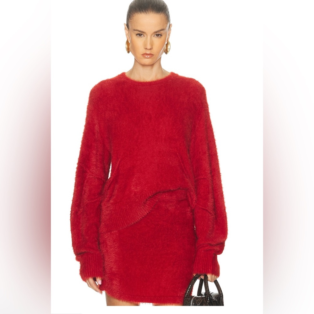 Helmut Lang eyelash red sweater 2025